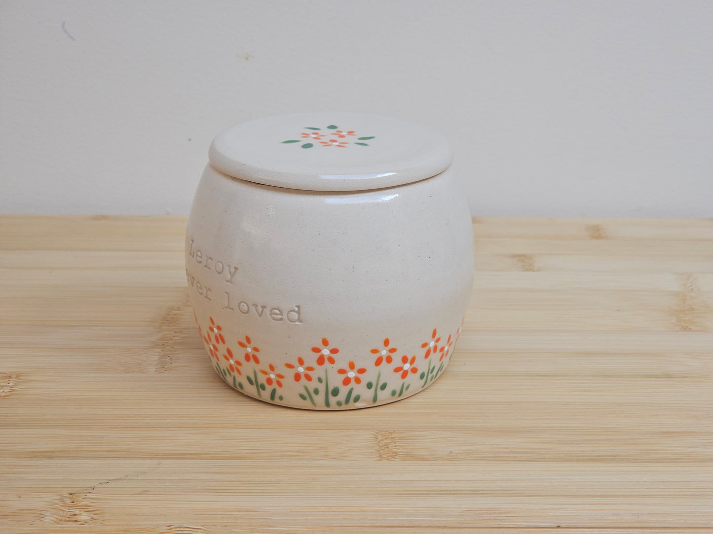 Orange Floral Pet Urn