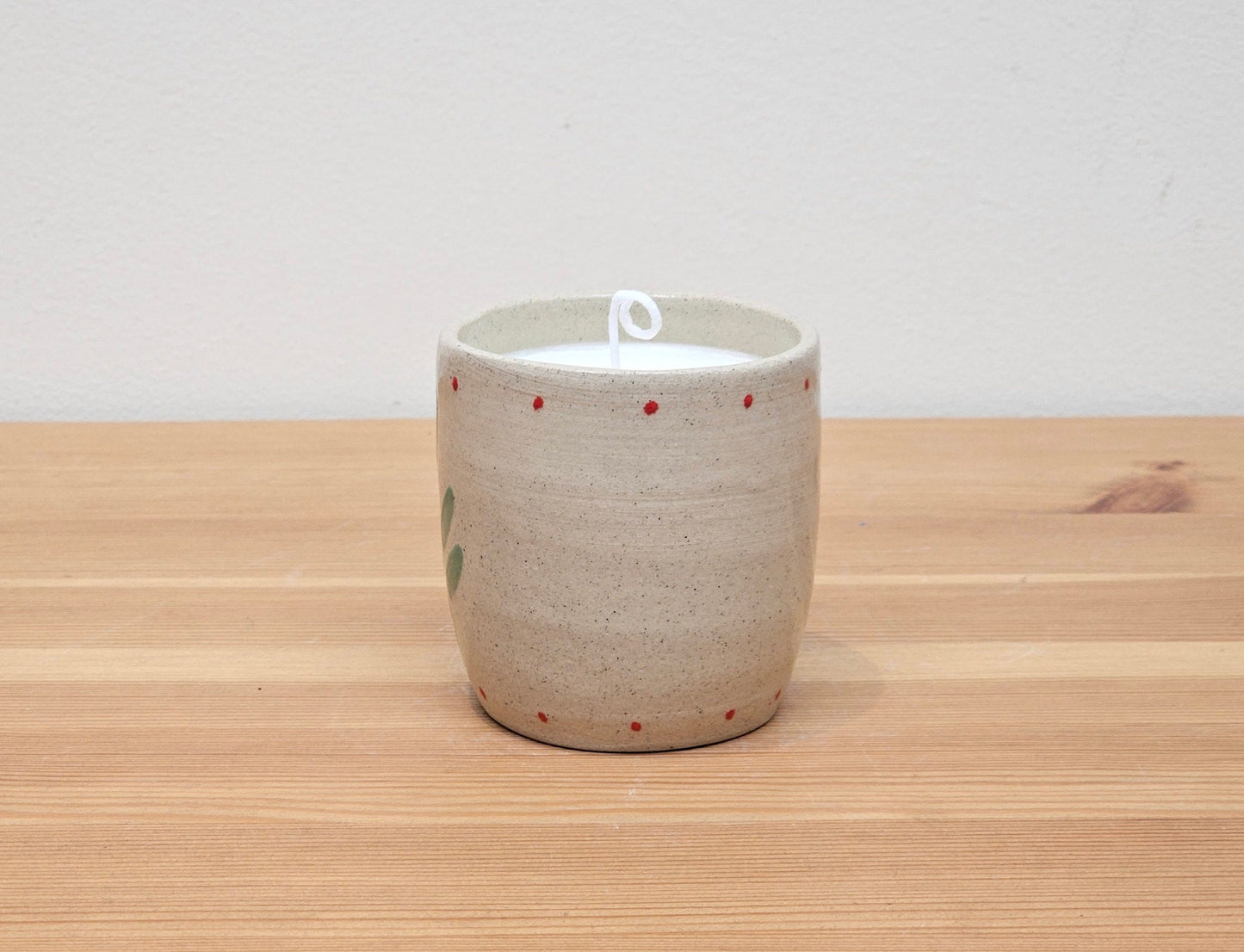 Custom Order - Pottery guinea pig and Holly Berries Candle