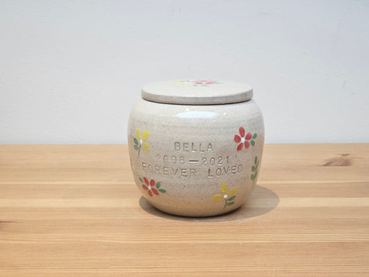 Red and Yellow Flowers Pet Urn