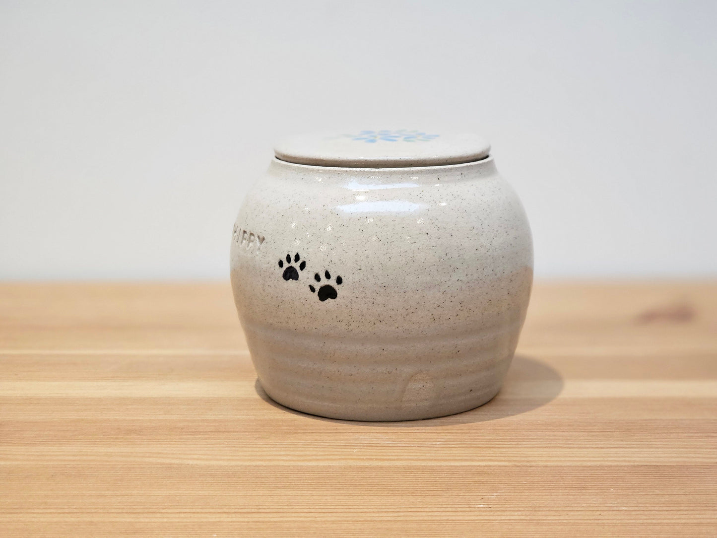 Blue Forget Me Not Pet Urn with Paw Prints